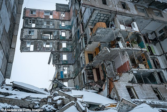 The war that (in my opinion) the US has provoked in this region has been a disaster for the Ukrainian people.  (Pictured: a destroyed apartment building in Donetsk Oblast)