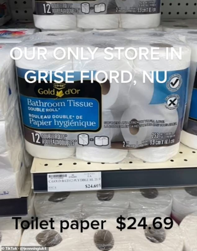 In a TikTok, resident Jenn Ningiuk gives viewers a glimpse of some of the products for sale at Grise Fiord's only store