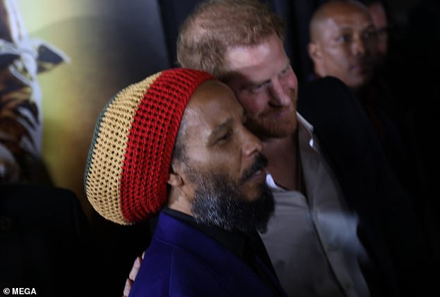 Prince Harry and Bob Marley's son Ziggy Marley at the premiere of Bob Marley: One Love