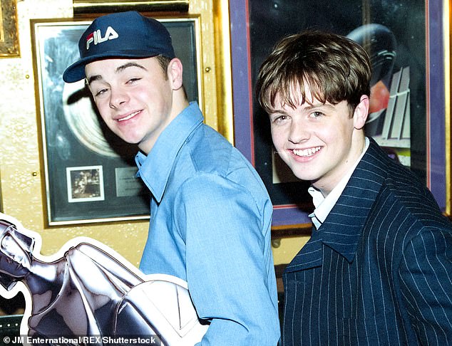 Ant wasn't happy about the party ending and as his friend Dec staggered to the lift he demanded: 'Don't you dare walk away from me when I'm talking to you' - before a fight broke out (pictured in 1995)