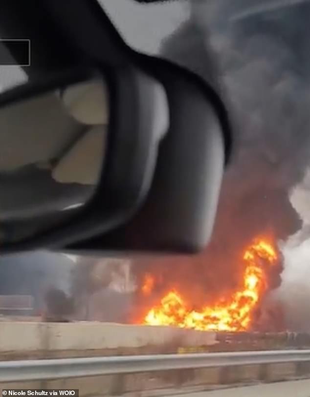 Video shows massive flames and black smoke billowing from the crash as the Summit County HAZMAT team, Macedonia Fire Department, Twinsburg Fire Department and other local fire departments responded to the scene