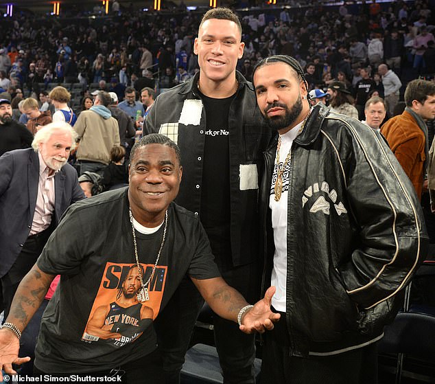 Drake was also pictured with professional baseball player Aaron Judge, who opted for a black T-shirt worn under a button-up jacket.