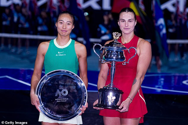 Zheng (pictured with Sabalenka) has vowed to return to Melbourne and go one step further after falling at the final hurdle