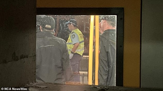 More than twenty officers boarded the train on Friday and dozens of others stood on the platform to remove the neo-Nazi group from North Sydney station (pictured above).