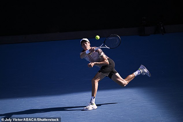 Cahill says the lessons he learned through Port Adelaide have been crucial in helping him find success with Sinner (pictured during his victory over Novak Djokovic on Australia Day) and other big names such as Lleyton Hewitt