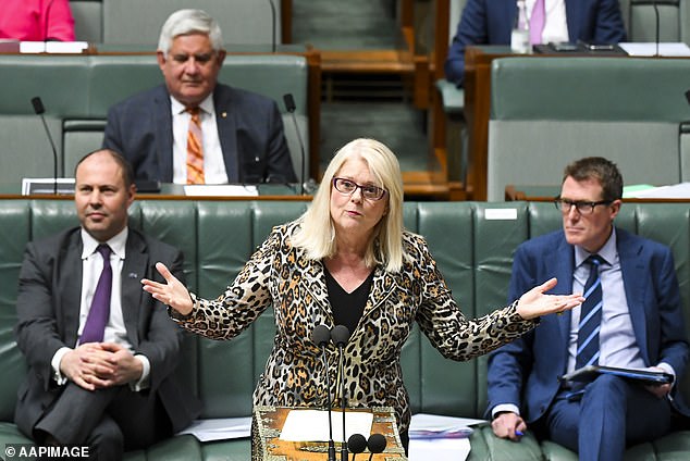 Former coalition minister Karen Andrews (pictured centre) said: 'I think women are punished differently'