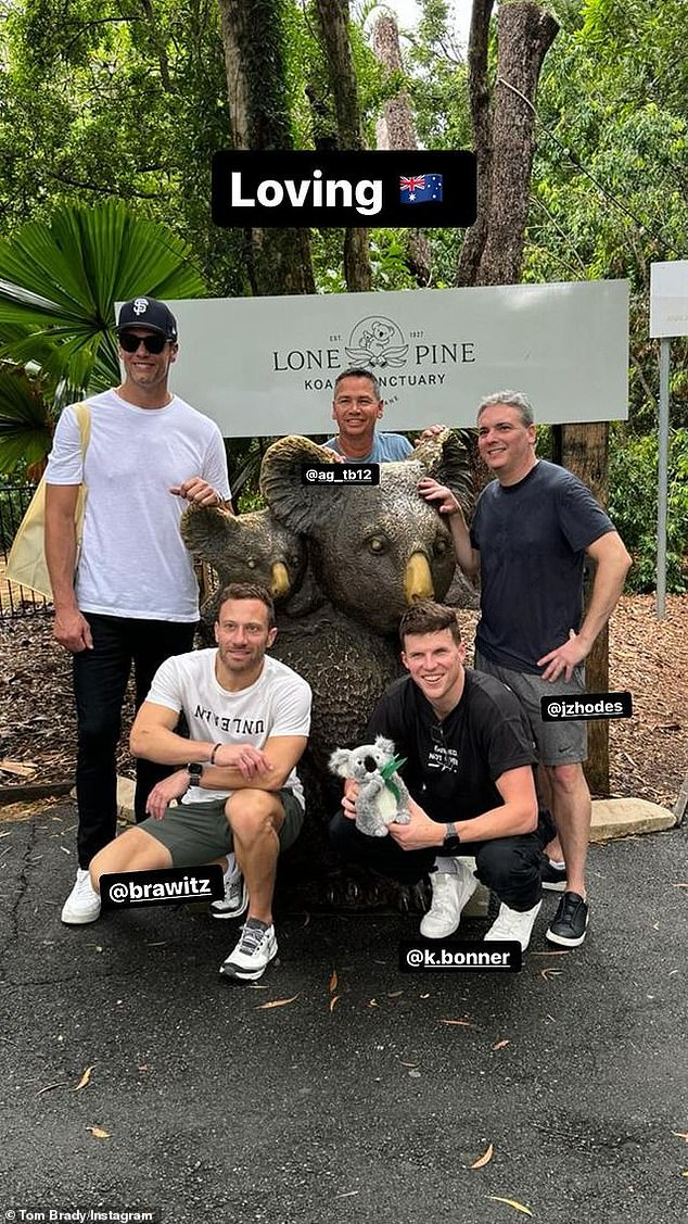 In photos shared to Instagram, the former footballer was introduced to the marsupials at the Lone Pine Koala Sanctuary in Queensland.