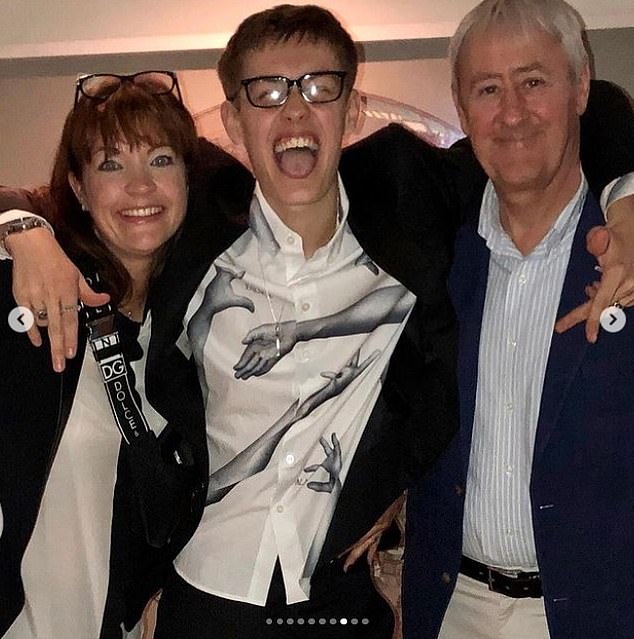 Nicholas' appearance on the show comes after a difficult few years for the actor who lost his 19-year-old son Archie (pictured with his mother and father) in 2020 after a brain haemorrhage.