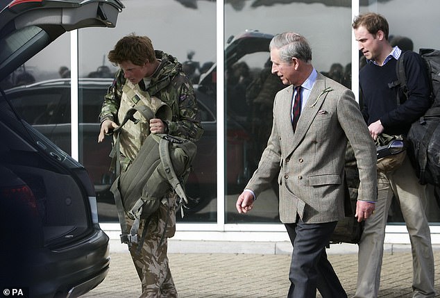 Prince William carried much of Prince Harry's gear as they walked to the car