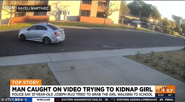 Glendale police responded to the girl's call and obtained the neighbor's security footage, which showed the man making a U-turn before jumping out of his car and chasing the girl for a distance.