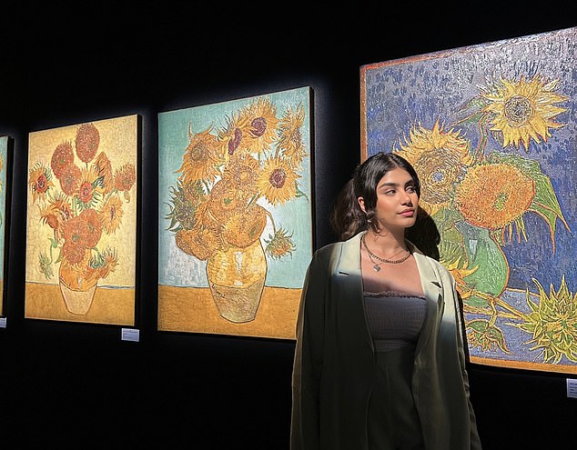Ria poses for a photo during a compelling Van Gough exhibition