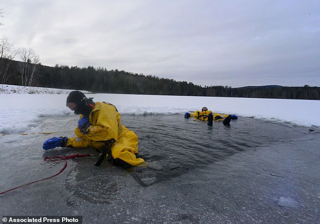 In contrast to the powdery showers of recent weeks, local residents can expect wet, persistent precipitation.  However, gusty winds in eastern New England could lead to blowing snow (Photo: Firefighters practice cold water rescues in Bellows Falls, Vermont)