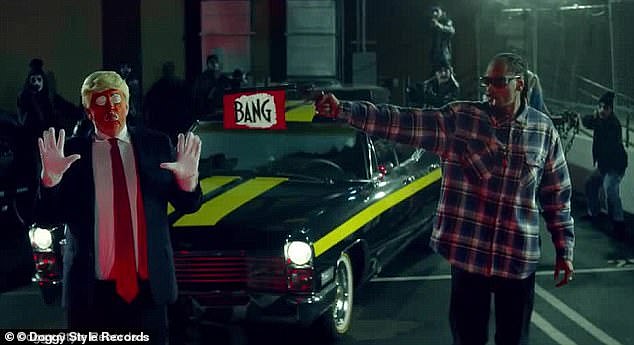 Snoop Dogg fakes a presidential assassination in his new video Lavender, fake shooting a Donald Trump clown character in 2017