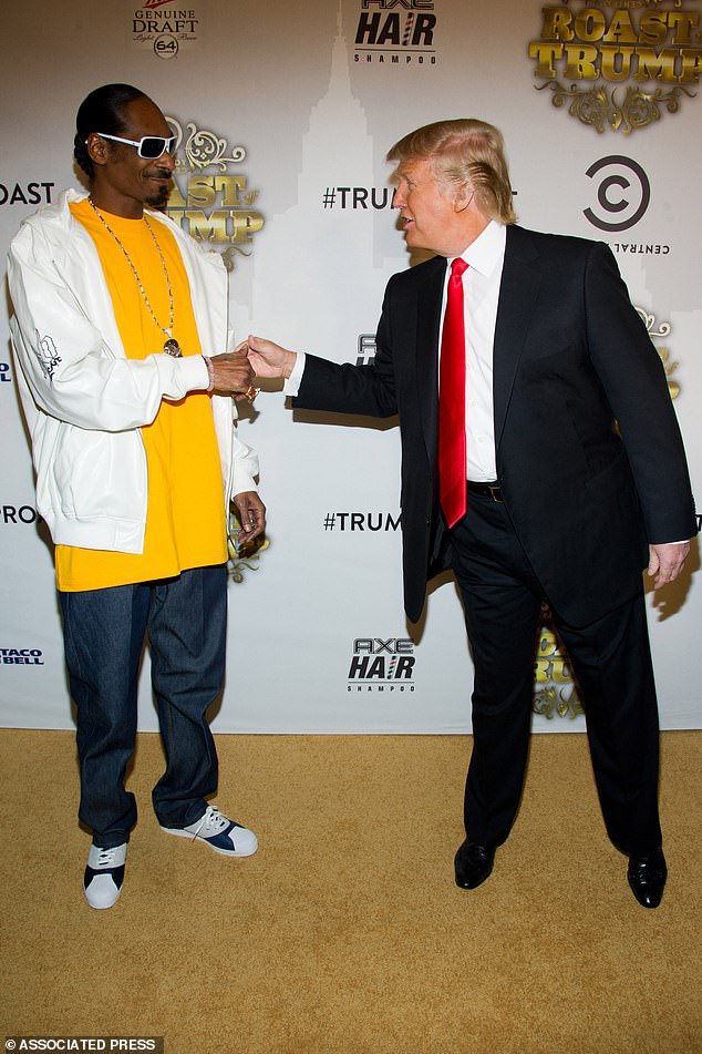 Speaking to the Sunday Times, Snoop said: 'Donald Trump?  He hasn't done anything to me.  “He's done nothing but great things for me.  He forgave Michael Harris.  So I have nothing but love and respect for Donald Trump.”