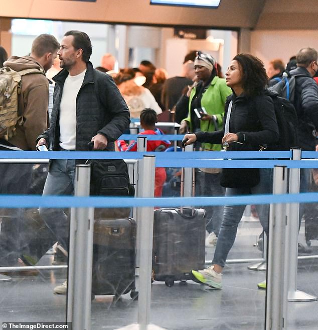 Days later, their exes Shue, 56, and Fiebig, 46, were spotted wheeling suitcases through JFK airport ahead of an outing