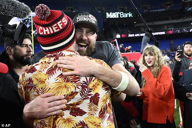 Taylor Swift stood next to Jason in the stands at M&T Bank Stadium in Baltimore on Sunday