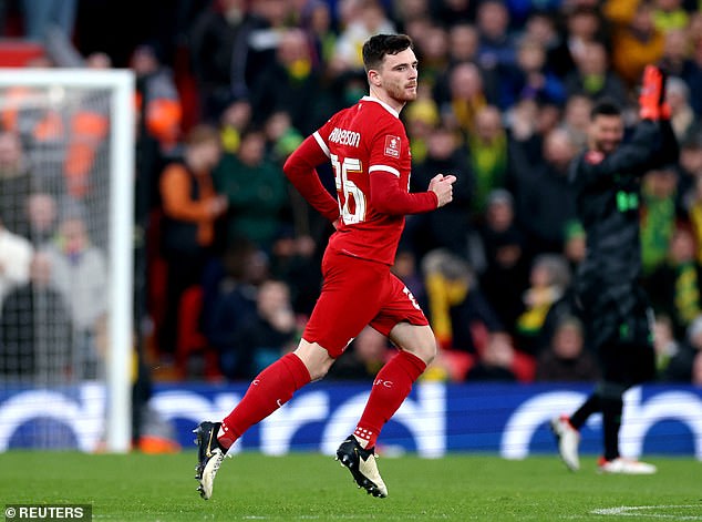 Andy Robertson also returned to the game for Liverpool after missing several months through injury