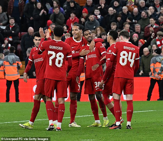 Despite Borja Sainz's goal, Ryan Gravenberch scored a fifth for Liverpool deep into injury time of a successful afternoon