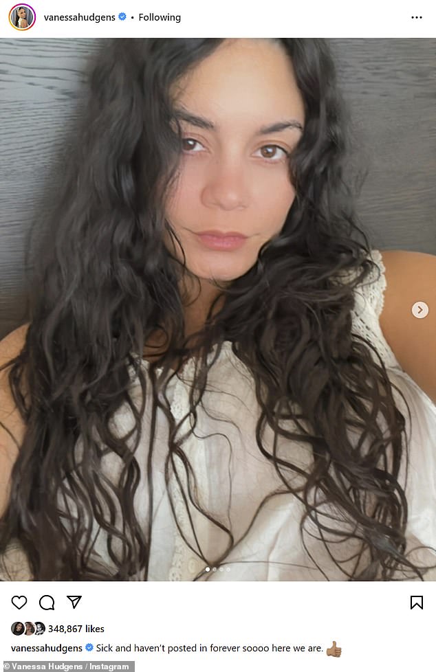 A day earlier, Hudgens revealed she had been sick in an Instagram post while in bed