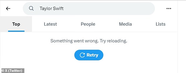 This is the message that greets users who try to search for Swift's name, even the singer's profile is not searchable