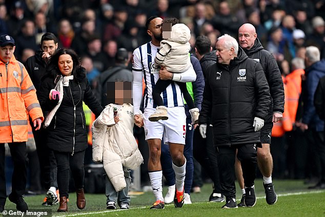 Baggies defender Kyle Bartley was pictured rushing into the stands to remove his daughter