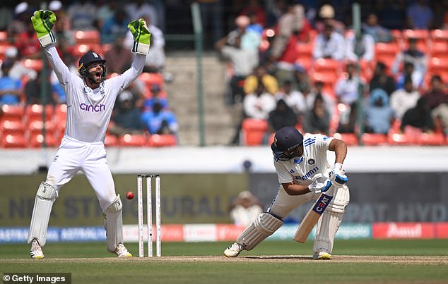 Rohit Sharma made a respectable 39 before being removed lbw by Hartley