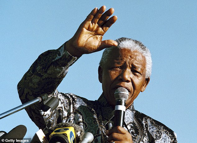 Ethnic minority hero figures included mostly non-British political activists such as Nelson Mandela (pictured), Martin Luther King Jr., Malala Yousafzai, Mahatma Gandhi and Muhammad Ali, while only three Britons made the list