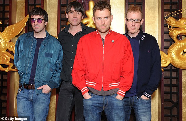 Graham Coxon, 54, Alex James, 54, Damon and Dave Rowntree, 59, (pictured from left to right) formed in 1988 and dominated the British pop scene (pictured in 2015)