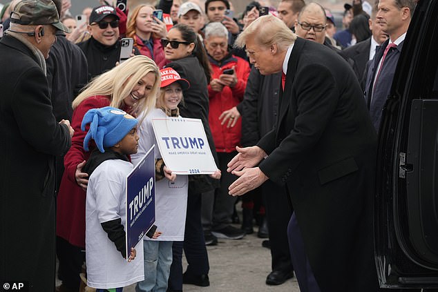 Georgia Rep. Marjorie Taylor Greene campaigned for Trump ahead of Tuesday's New Hampshire Republican primary