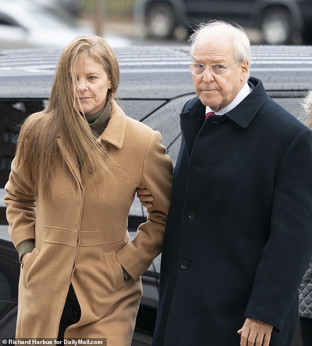 Venezuelan socialite Michelle Troconis arrived at court arm in arm with her father as her murder trial continues on Monday