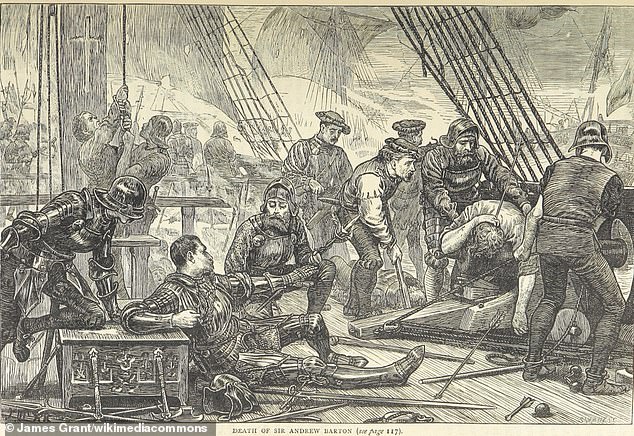 The Death of Andrew Barton, illustrated in James Grant's British Battles on Land and Sea, 1873