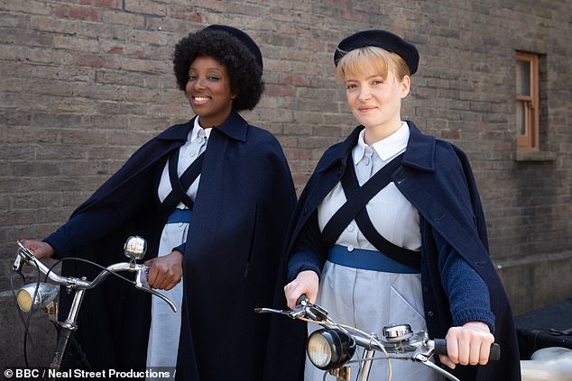 Characters Joyce (Renee Bailey) and Rosalind (Natalie Quarry) from Call The Midwife, now in its 13th series