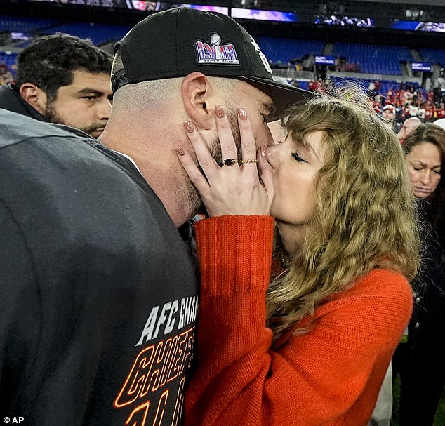 The 34-year-old singer sent viewers into a frenzy when she stormed the field after the Chiefs won to congratulate her boyfriend Travis Kelce and packed on the PDA