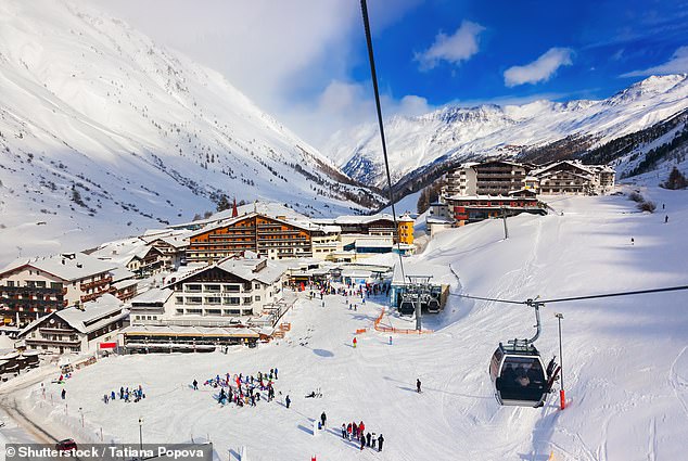 Three British holidaymakers, including an eight-year-old boy, were airlifted to hospital after separate skiing accidents at the Obergurgl resort (pictured) in Austria