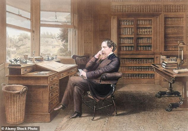 Charles Dickens in his study at Gad's Hill Place – the same house where he died of a stroke in 1870 at the age of 58