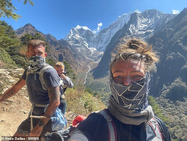 Ross, Carter and Jade on the Everest trail - doctors checked little Carter and reported he was coping well with the altitude