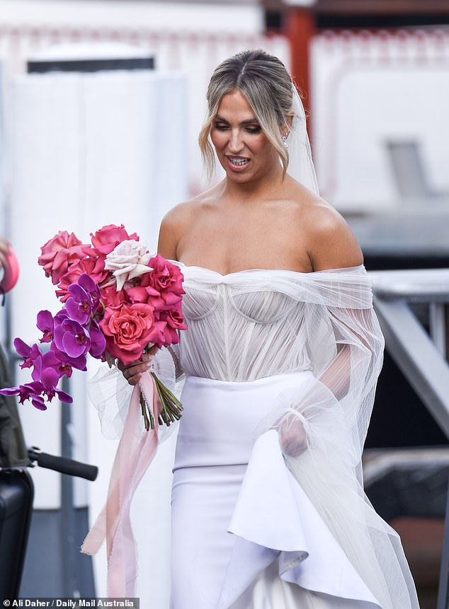 Despite looking calm on television, the Sydney-based bride appeared irritated as she was kept away from all the wedding guests as they boarded the boat.