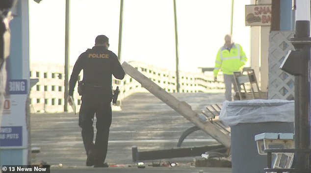 The car continued down the pier, eventually driving into the ocean water at the end