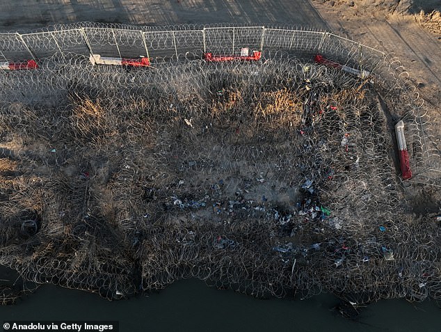 The wire was installed by the Texas National Guard to deter migrants from entering the US from Mexico