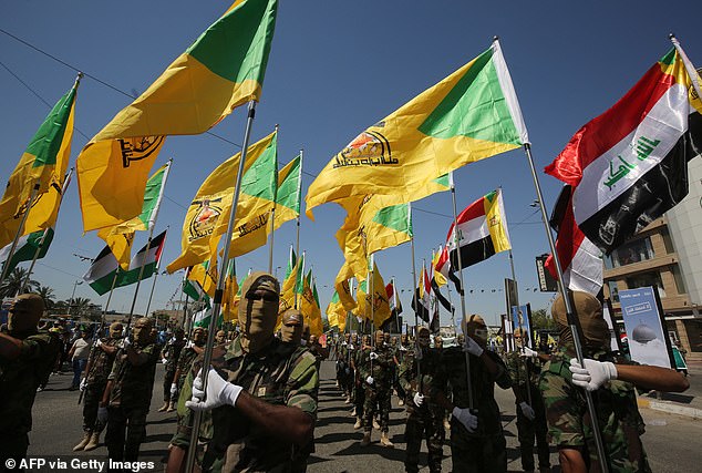 Iran is an outspoken enemy of both the US and Israel and is currently training the Hezbollah militia group (seen here in Baghdad in 2019), which has been trying to join the Palestinian cause for years.  The group has not been named responsible for Saturday's attack