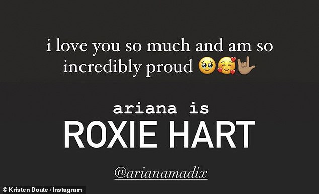 Kristen Doute added, “I love you so much and I am so incredibly proud!  Ariana IS Roxie Hart!'