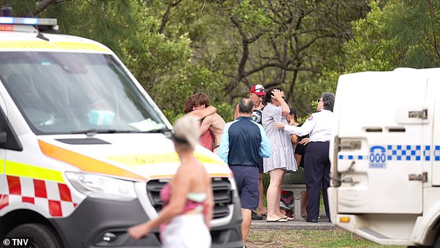 Darcy's parents described her as a 'beacon of light' with a 'beautiful soul, so full of love and life' (photo, distressed bystanders at the crash site)