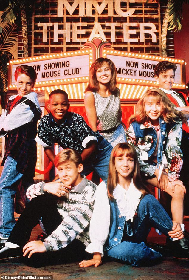 Britney (BR) and Justin (R) originally met as children starring as Mouseketeers on Disney Channel's The Mickey Mouse Club from 1993-1994