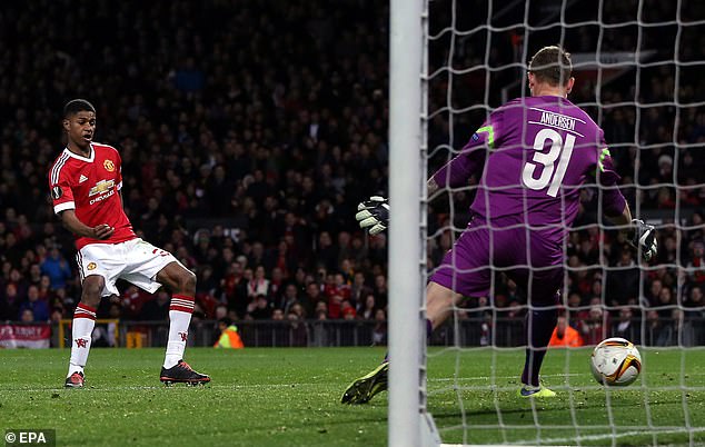 Rashford was 18 when he scored twice on his United debut against Danish club Midtjylland