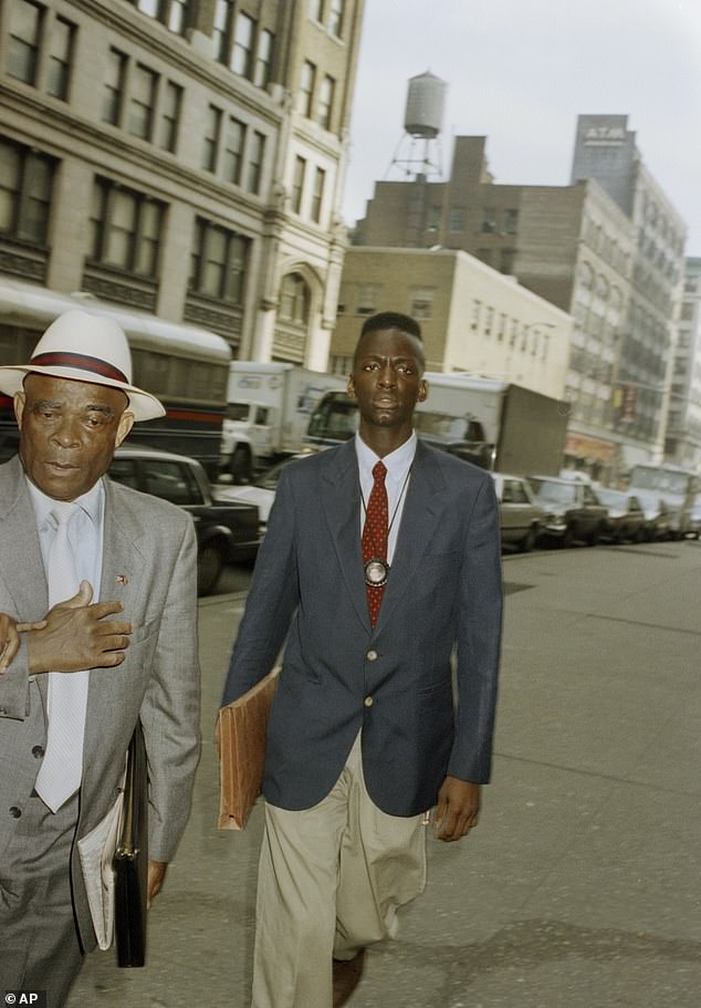 In 1989, Salaam, along with four other then-teenagers, was wrongfully convicted of raping a woman.  He is seen here at age 16, arriving at the state Supreme Court in August 1990