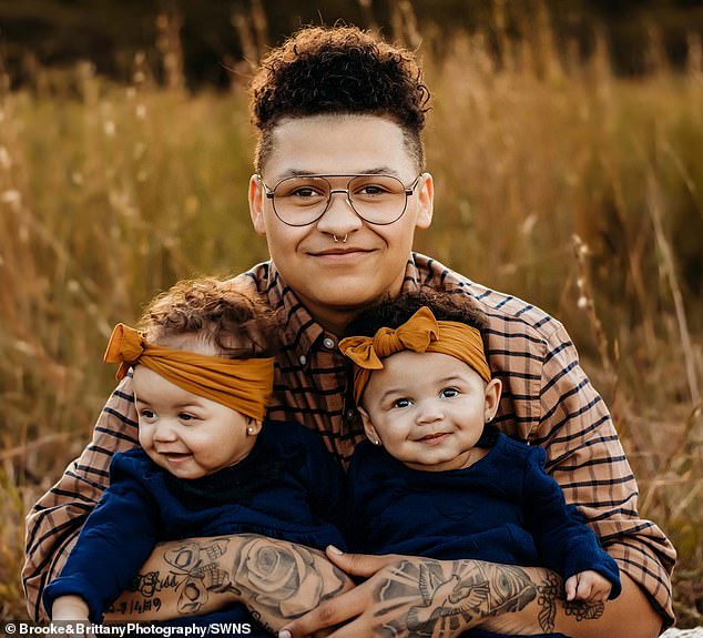 After five months and six rounds of intrauterine insemination (IUI) - using donor sperm - Aaden Darr finally became pregnant with twins in August 2020