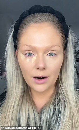 Instead, Strack showed another method (pictured) that uses less product because she only applied it to a few areas under the eyes