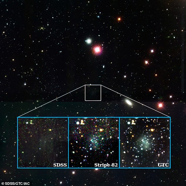 Researchers took three separate images using the Sloan survey and multi-color photos using the Green Bank Telescope (GBT) and the Gran Telescopio Canaria (GTC).