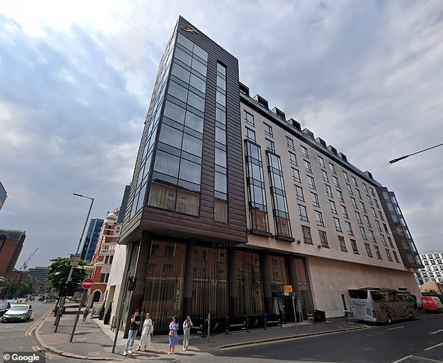 The footballer stayed at the five-star Fitzwilliam Hotel (pictured) during his trip to Belfast last week.