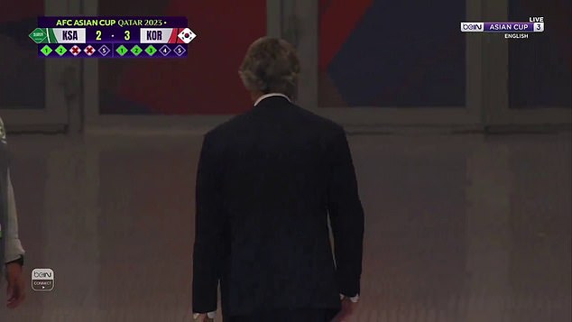 Mancini couldn't watch South Korea's winning penalty against Saudi Arabia